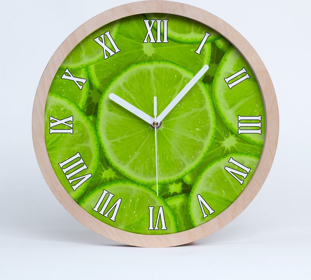 Holzuhr 25fi cm wanduhr - weiße Spitzen - Limette