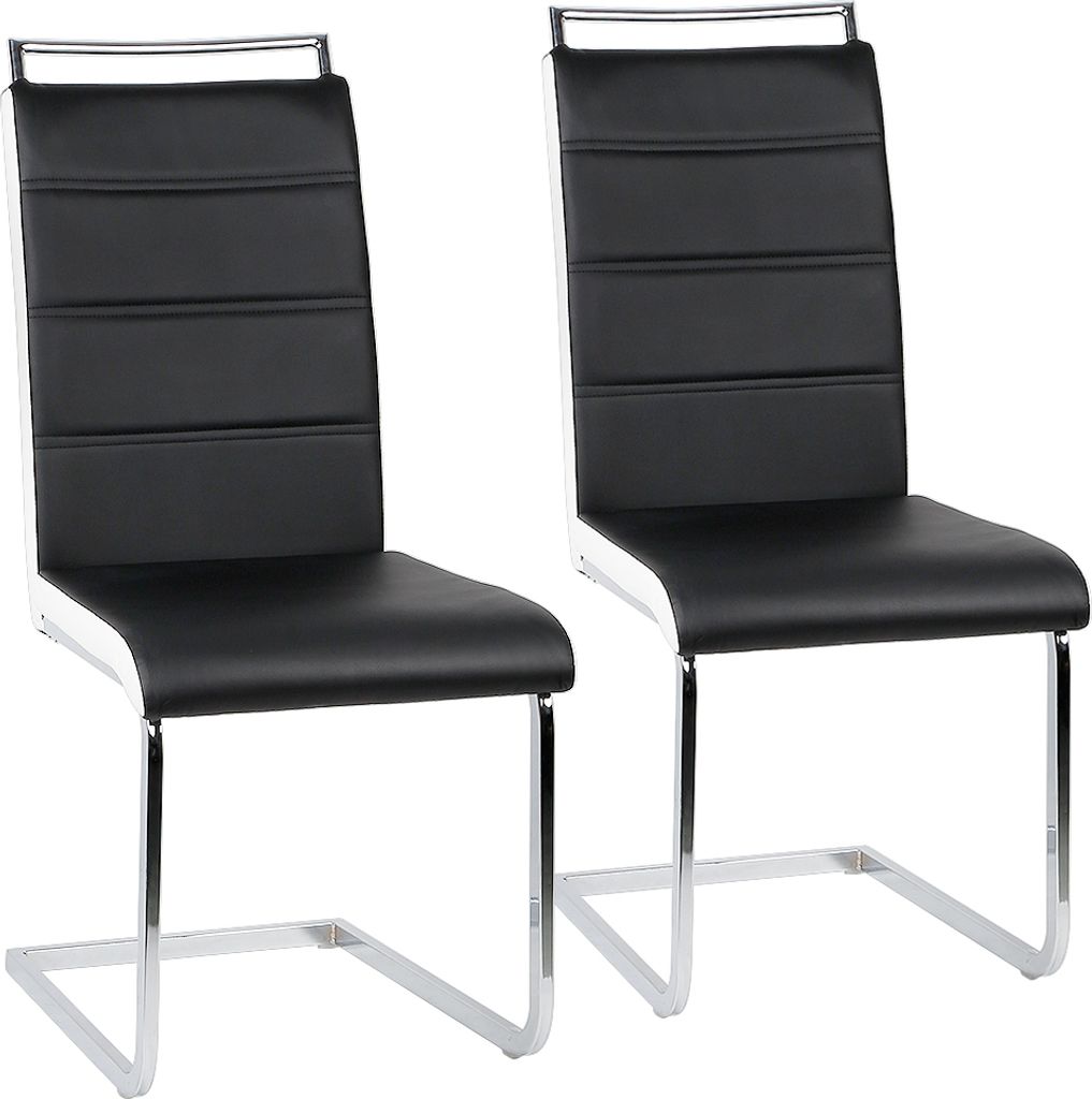 WYCTIN 2*Esszimmerstuhl Freischwinger Stuhl Set Stühle Polsterstuhl Schwingstuhl Schwarz weiß