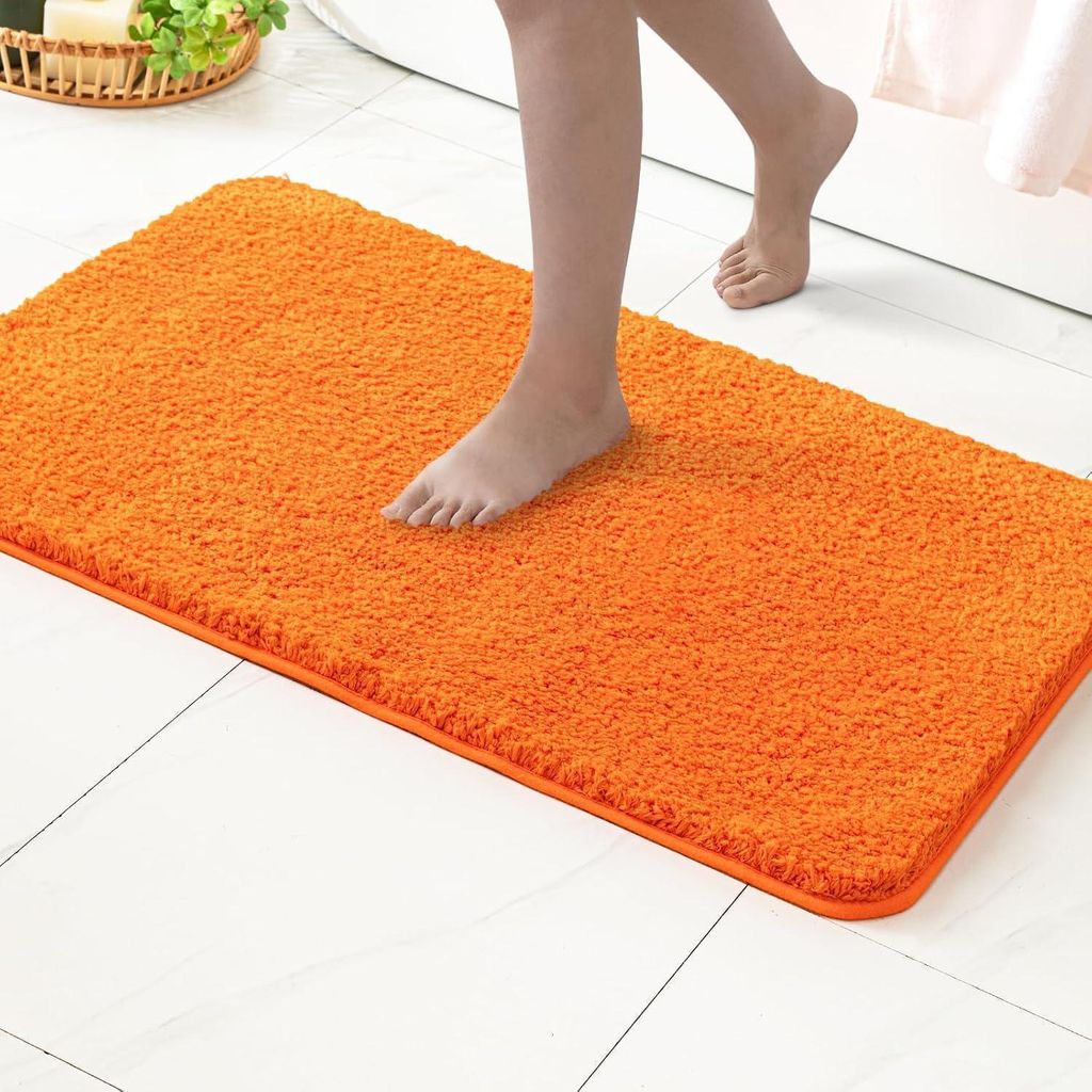 Badtapijt, antislip, zacht, oranje, 60x90 cm, microvezel Productafbeelding 