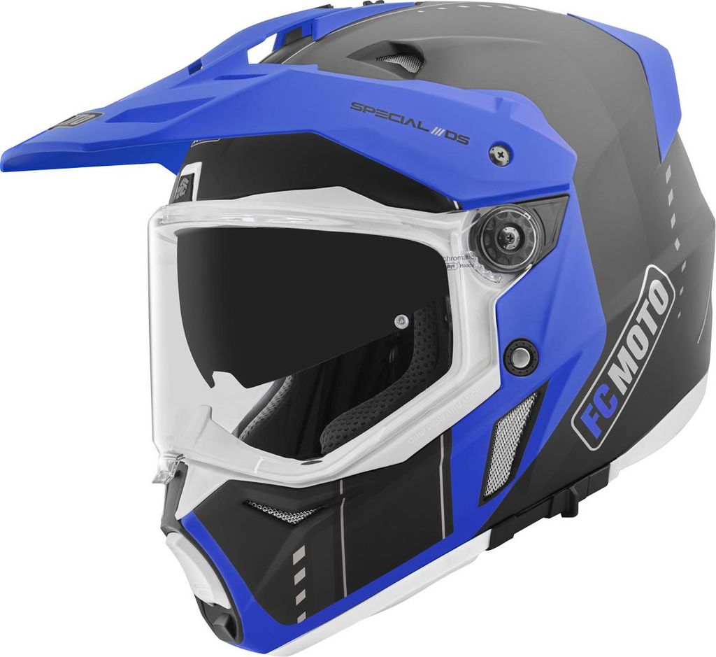 FC-Moto Merkur Pro Air Enduro-Helm, schwarz/blau, S