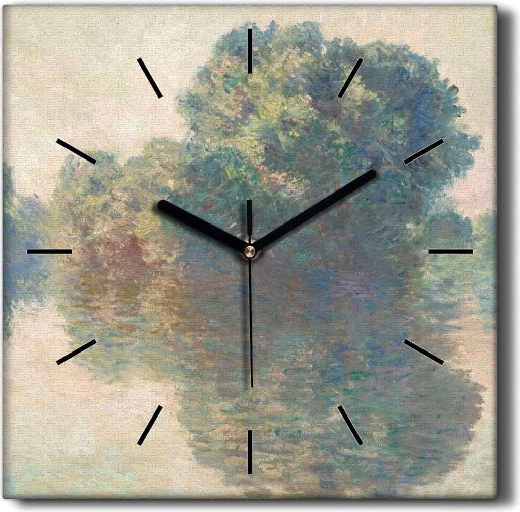 Coloray Hodiny Unikátní 30x30 cm Tiché hodiny Pro obývací pokoj a kuchyň Nástěnné hodiny Plátno Černé ručičky hodin - Monet Seine v ...