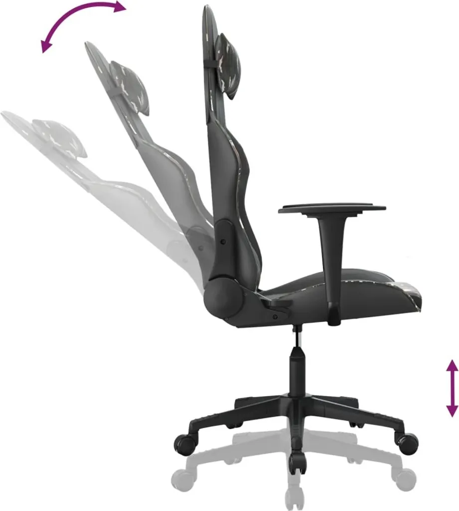 Sedia Ergonomica vidaXL Massaggiante | Ufficio e Gaming Mimetica - 5
