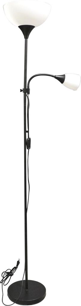 Stehleuchte KORA Fluter mit Leseleuchte Standlampe Schwarz E27 und E14 Fassungen