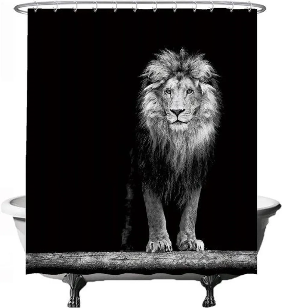 Rideau de douche animaux noir blanc gris 180 x 200 cm imperméable