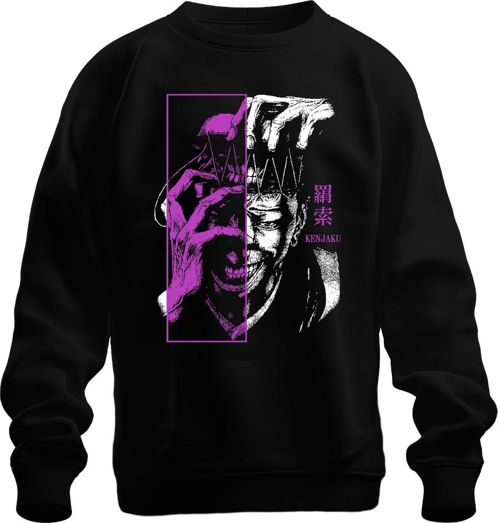 Jujutsu Kaisen Kenjaku Anime Bösewicht lila Neon Grunge Geschenk Uni Sweatshirt Pullover, Schwarz, S