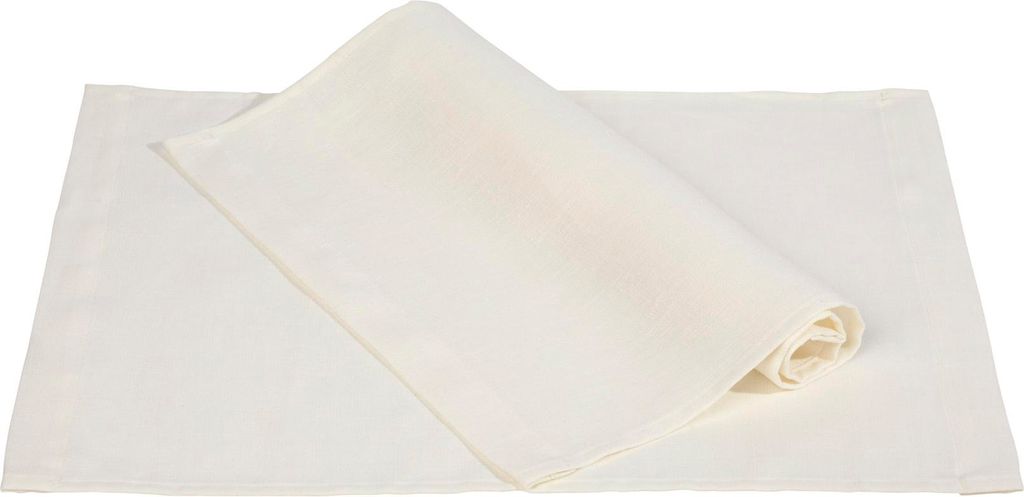 Pichler Leinenuni uni Tischset 6er Set 50 x 35 cm PURE Rechteck weiß , 2 cm Gehrungssaum