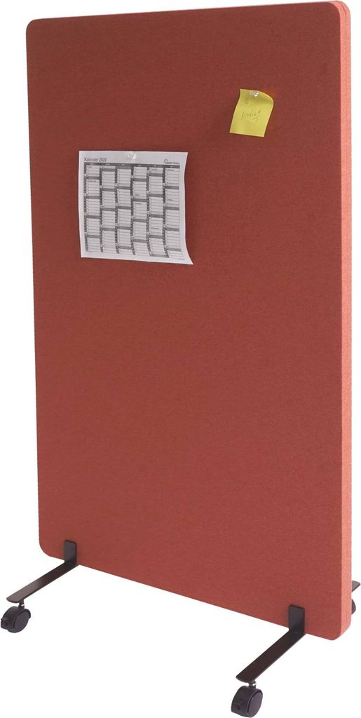 Akustik-Trennwand MCW-G77, Büro-Sichtschutz Raumteiler Pinnwand, doppelwandig rollbar Stoff/Textil 127x80cm braun