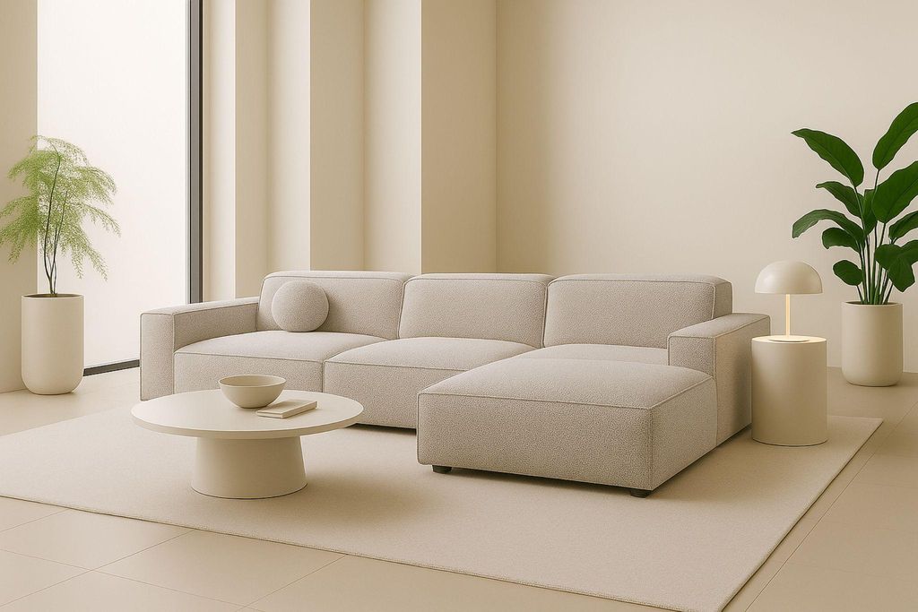 Kaiser Möbel Ecksofa Cursal L-Form, Stoff Artico, Nata, Rechts