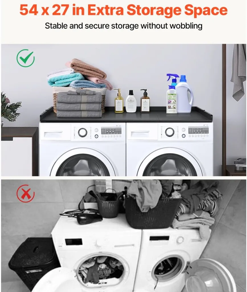 Tablette de recouvrement noire pour machine à laver et sèche-linge
