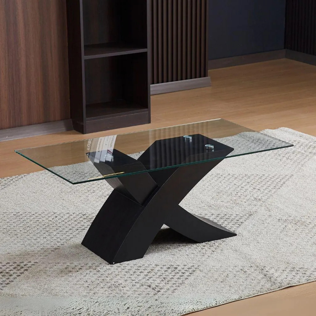 Tavolino da Caffè Shiva 110x60x45H Vetro e Nero | Prezzo Imbattibile