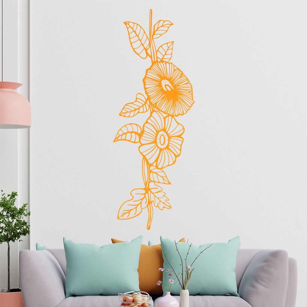 Blumen - Pflanze Wandtattoo in 6 Größen - Wandaufkleber Wall Sticker - Dekoration, Küche, Wohnzimmer, Schlafzimmer, Badezimmer