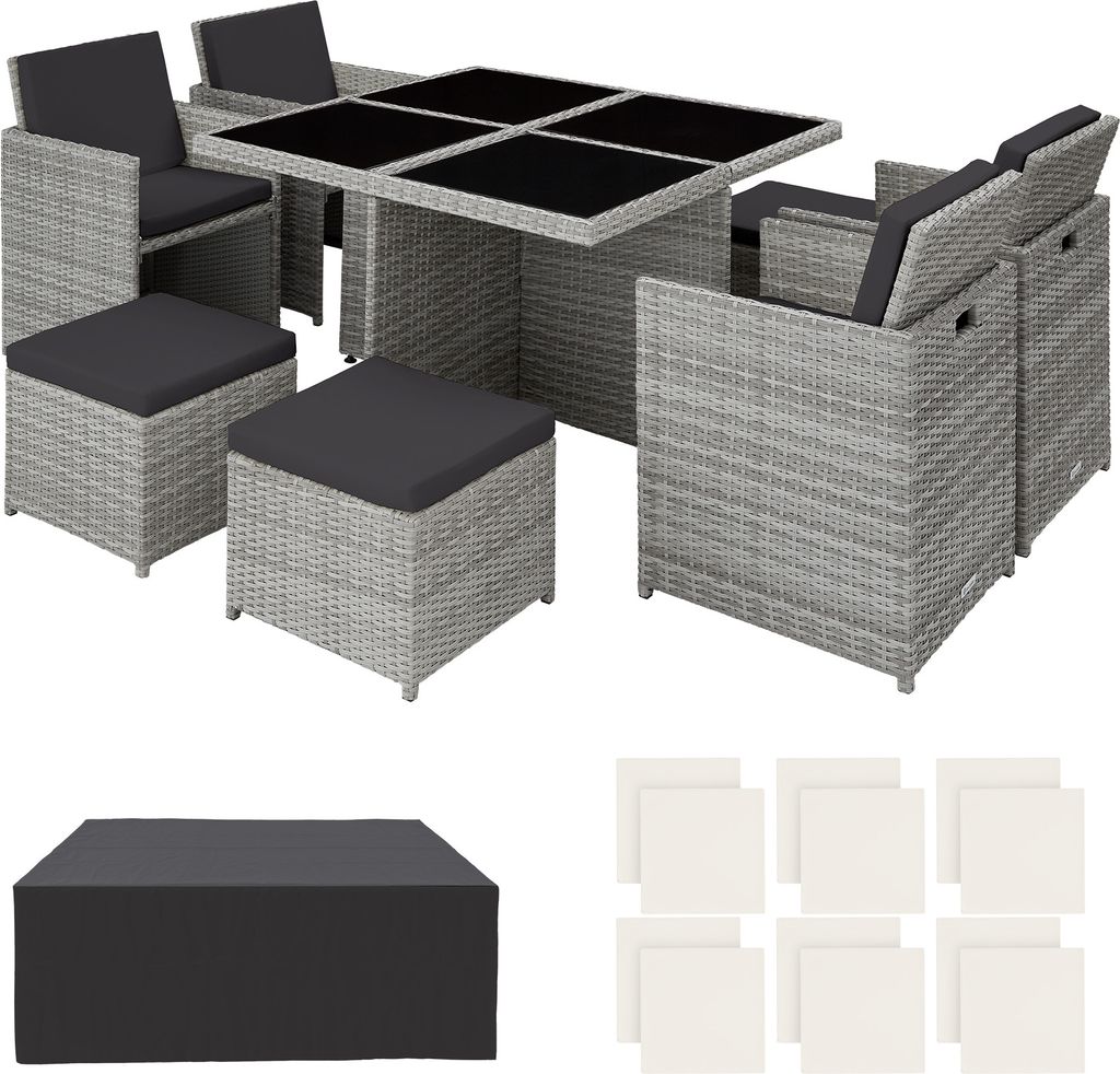 tectake® Aluminium Rattan Sitzgruppe Manhattan wetterfest Produktbild 