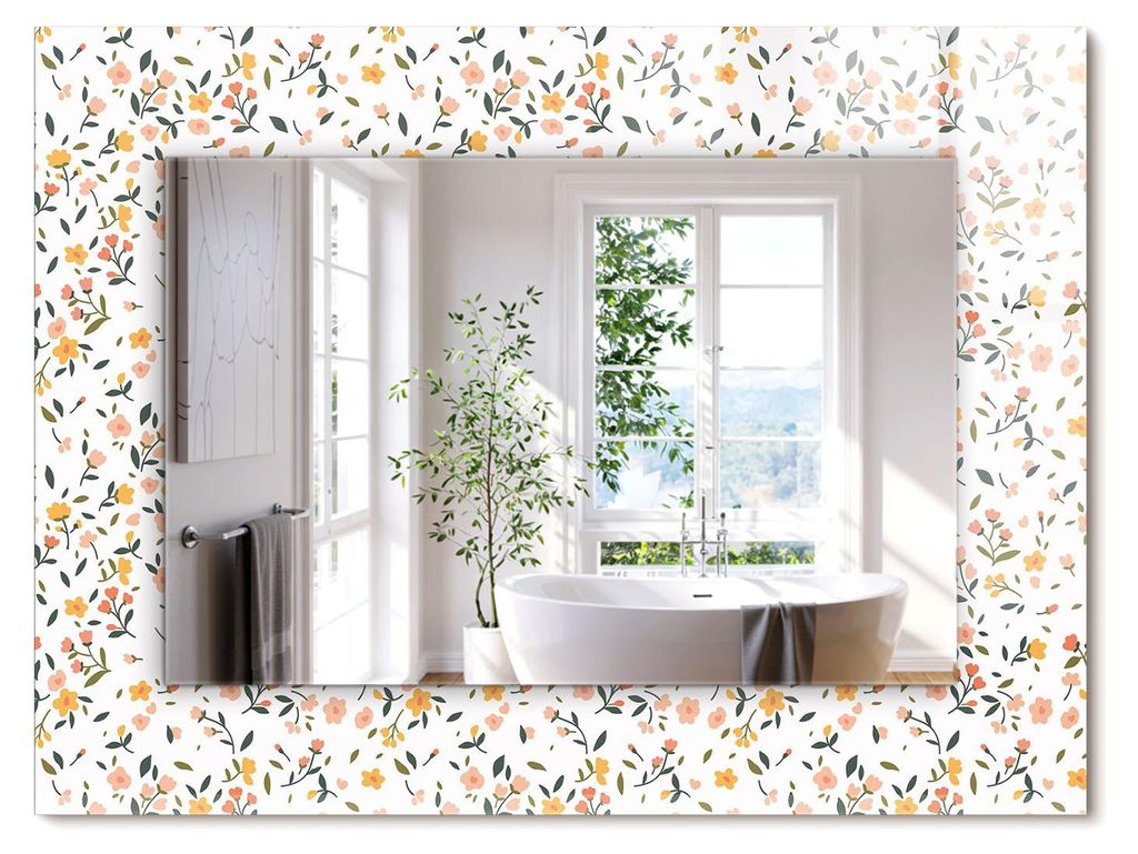 Florales Stoffmuster – Rechteckiger Spiegel mit Druck 80x60 cm – Modern - Dekorativ für die Wand