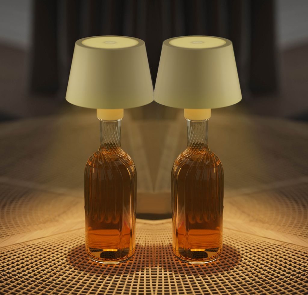 Northpoint 2er-Set LED Akku Tischlampe Flaschenlampe Tischleuchte mit Touchsensor beige