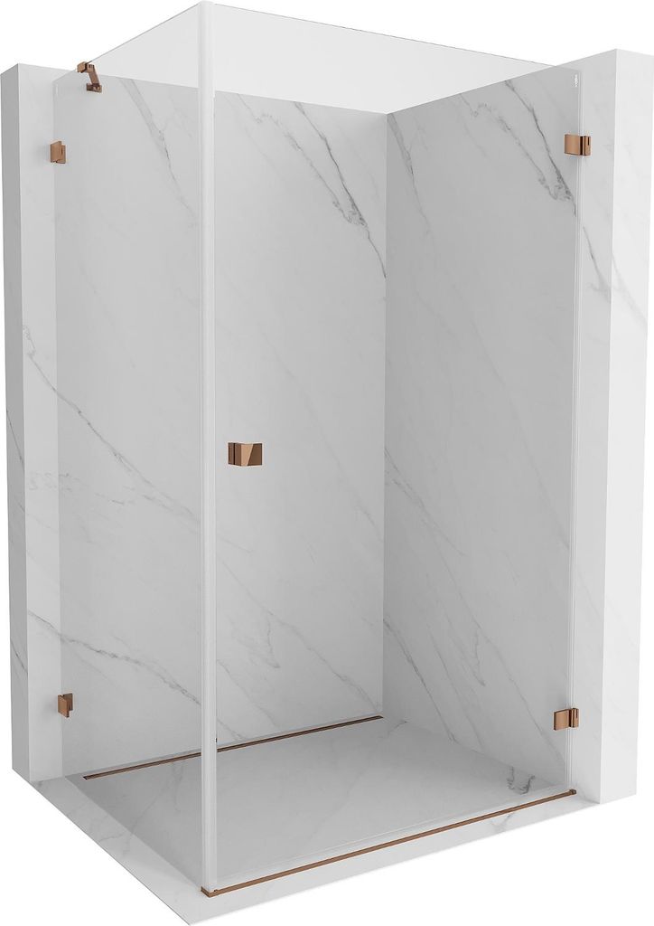 Mexen Lunar-B Duschkabine, rechts öffnend, 90 x 70 cm, transparent, Roségold - 832-090-070-60-00-P