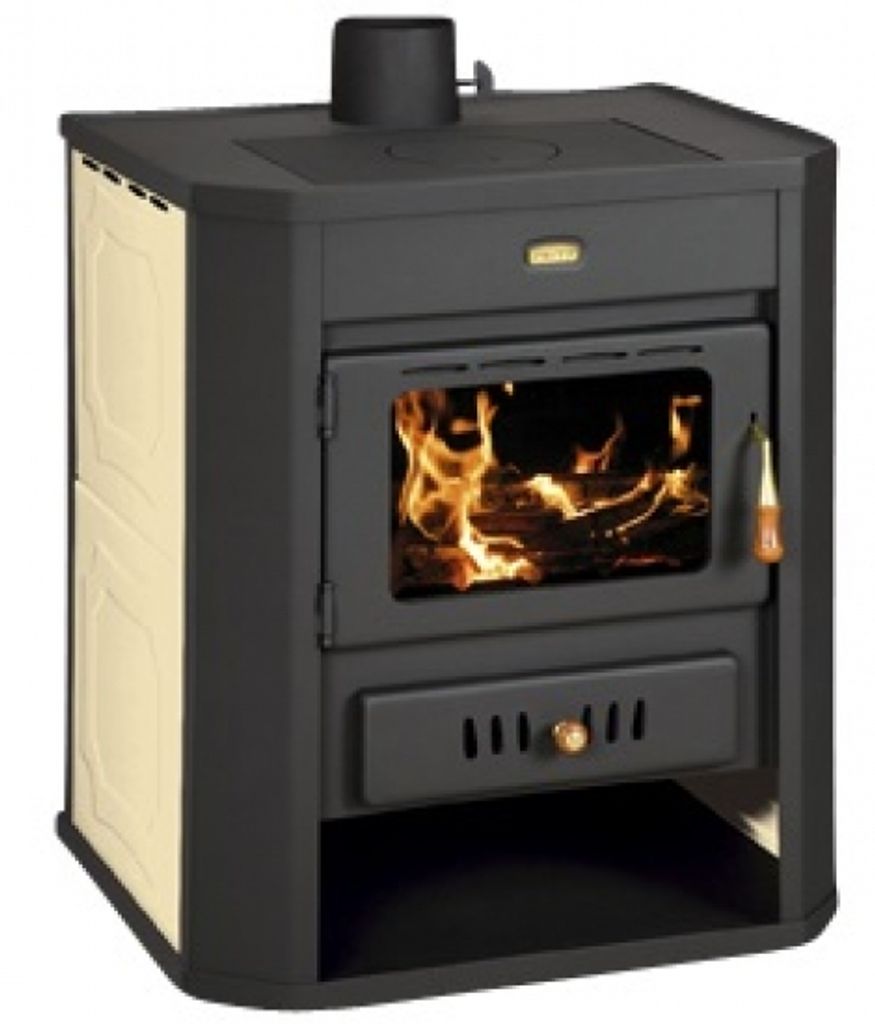 : Wasserführender Kaminofen Prity WD W15, creme - 22 kW +Herdplatte +BIMSCHV II