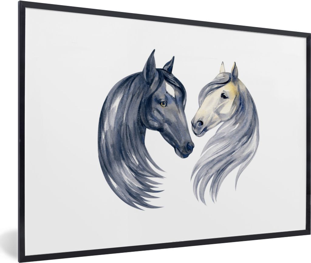 MuchoWow® MuchoWow® Gerahmtes Poster Pferde - Aquarell - Produktbild 