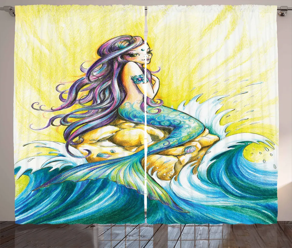 Rideau Décoratif Sirène pour Chambre, Habillage Fenêtre 280x225 cm XXL