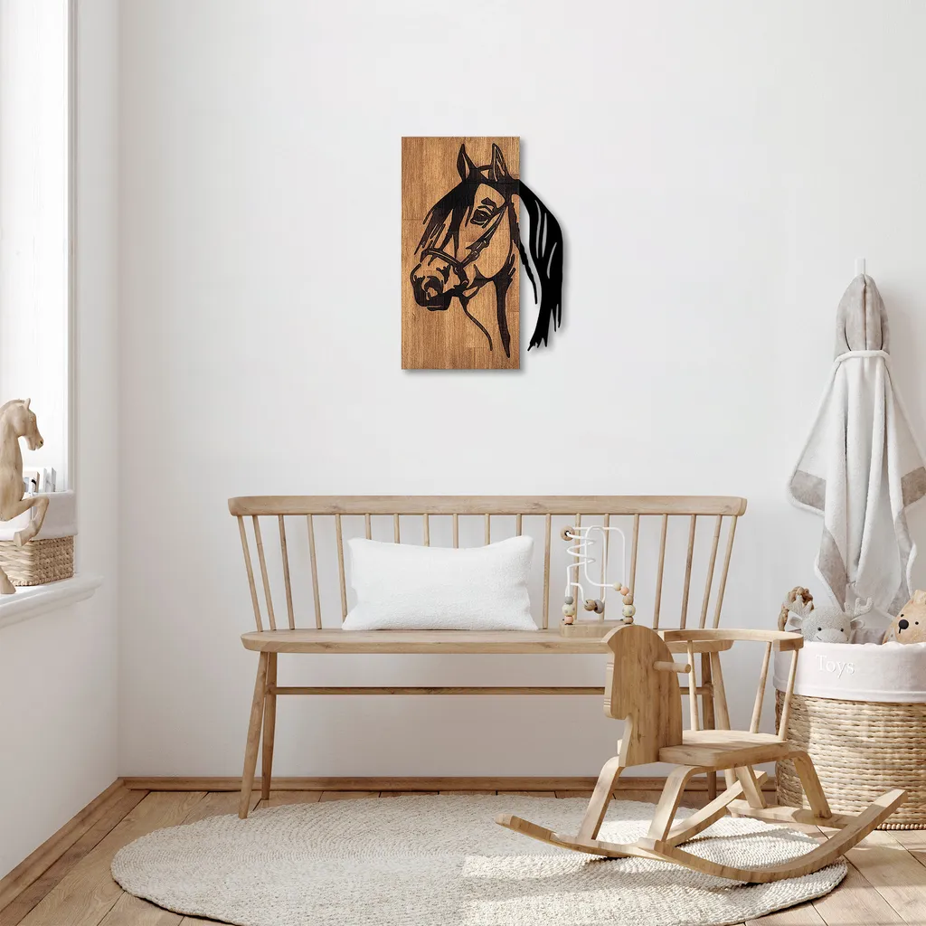 Décoration murale cheval en métal noir 40x58cm pour intérieur moderne