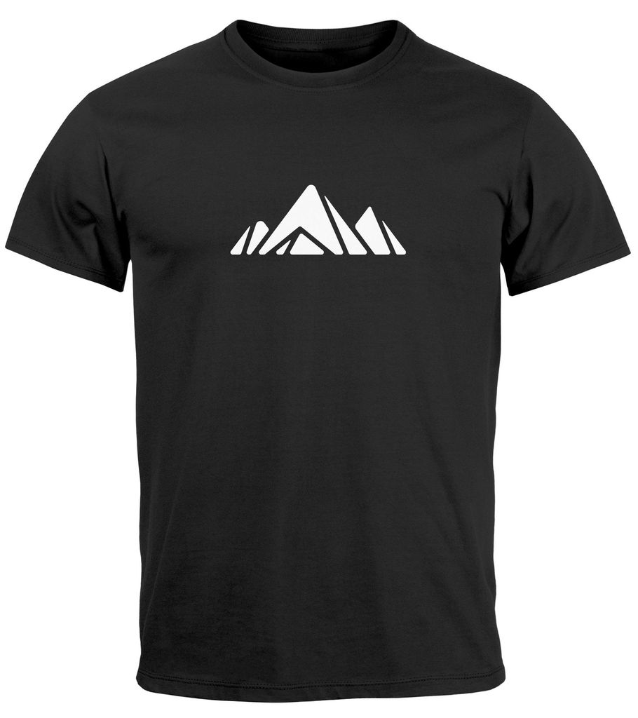 Herren T-Shirt Berge Wandern Polygon Design Print Outdoor Fashion Streetstyle Neverless Polygon 1 schwarz M