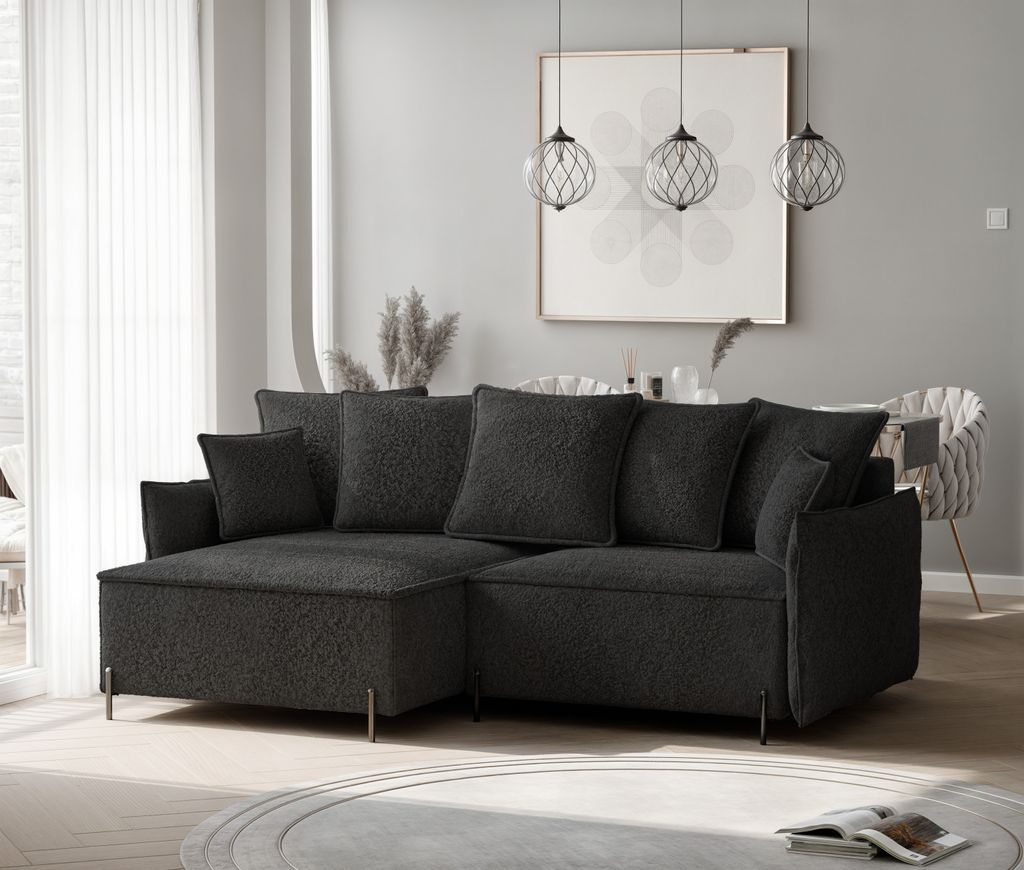 Ecksofa MARCO mit Schlaffunktion Couchgarnitur Ecke Bettcouch L-Form Sofa mit Relaxfunktion und Kopfstützen Wohnzimmer Linke Eckcouch Coral 60 Sch...