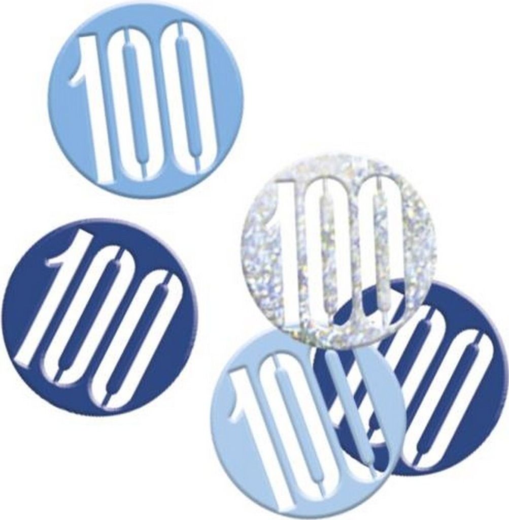 Unique Party - Glitzer - Konfetti, 100. Geburtstag - Folie SG19042 (Einheitsgröße) (Blau/Silber)