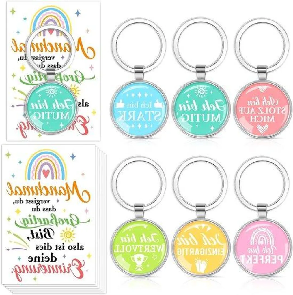Porte-clés en acier inoxydable avec citations de motivation en allemand