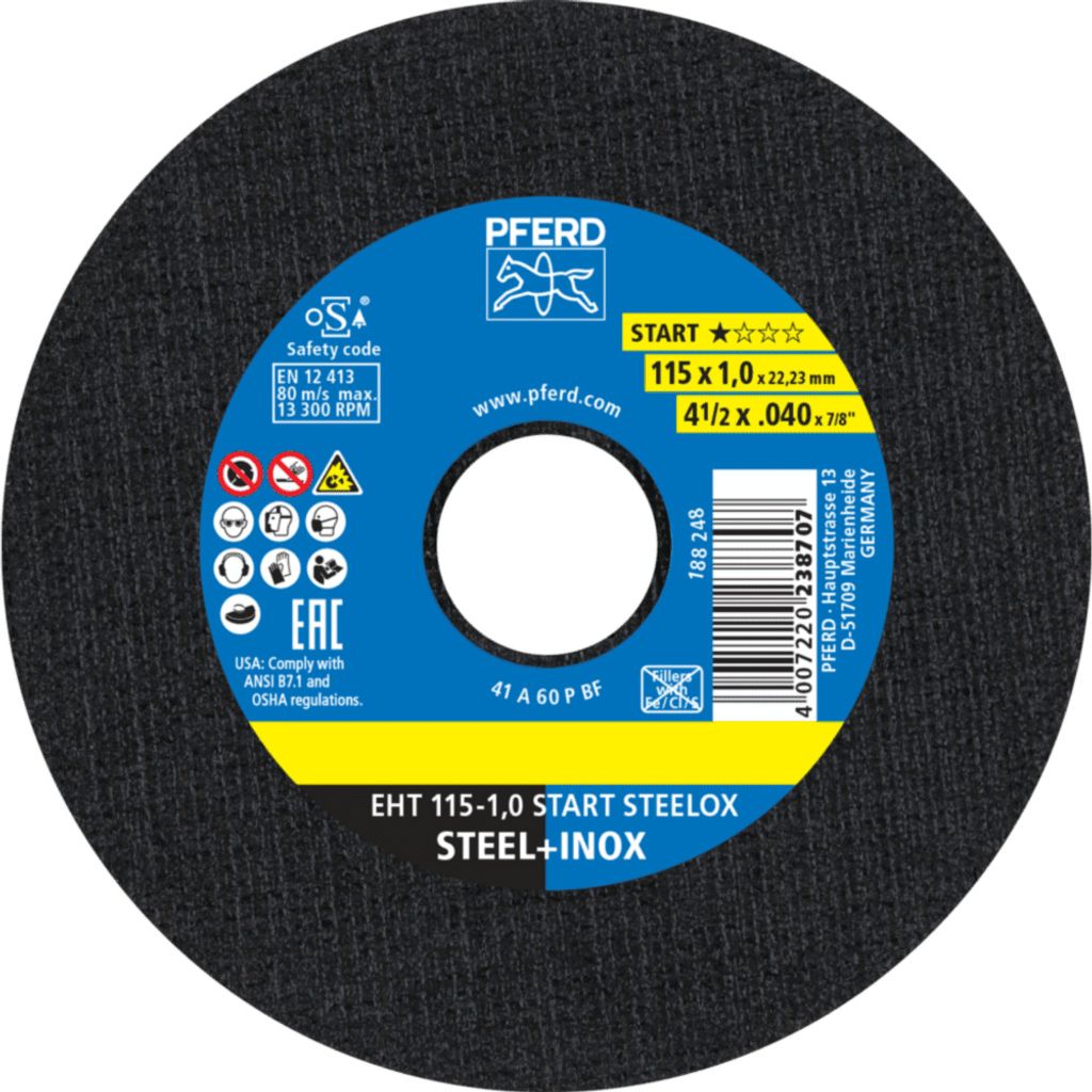 PFERD TOOLS Trennscheibe EHT 115x1,0x22,23 mm gerade Startlinie START STEELOX für Stahl/Edelstahl