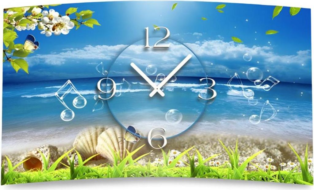 Strand Idylle Designer Wanduhr modernes Wanduhren Design leise kein ticken dixtime 3DS-0100