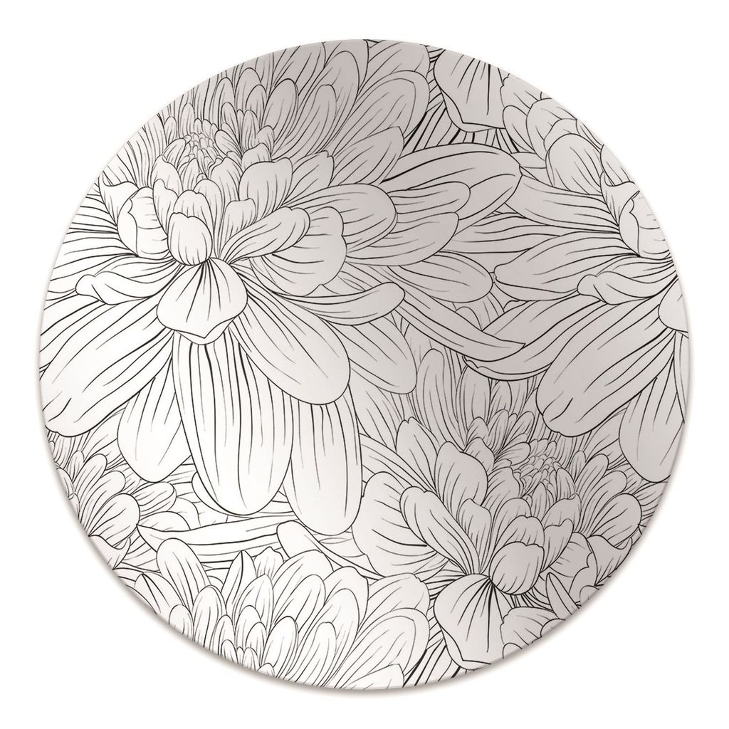 Rundmatte - Stuhlunterlage Bürostuhlunterlage - Rund Ø 100 cm - Bodenmatte - Fußmatte - Skizzierte Blumen