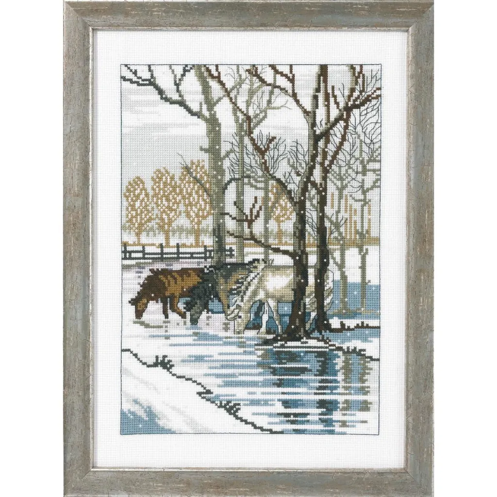 Kit broderie complet 3 chevaux Permin pour maîtriser le point compté