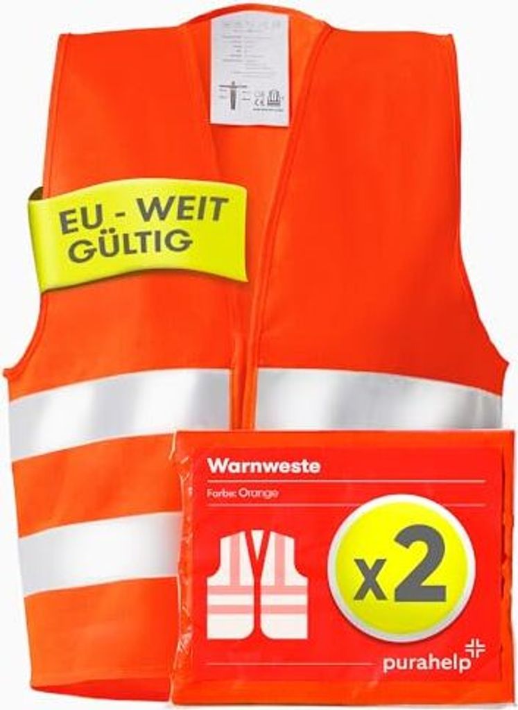 PURAHELP Warnwesten Auto 2er Set Europaweit gltig nach EN Produktbild