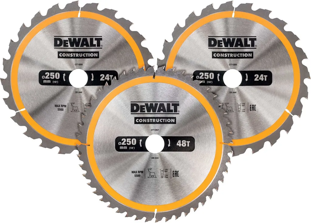 Set de lames de scie circulaire pour bois DT1963 - Finition précise
