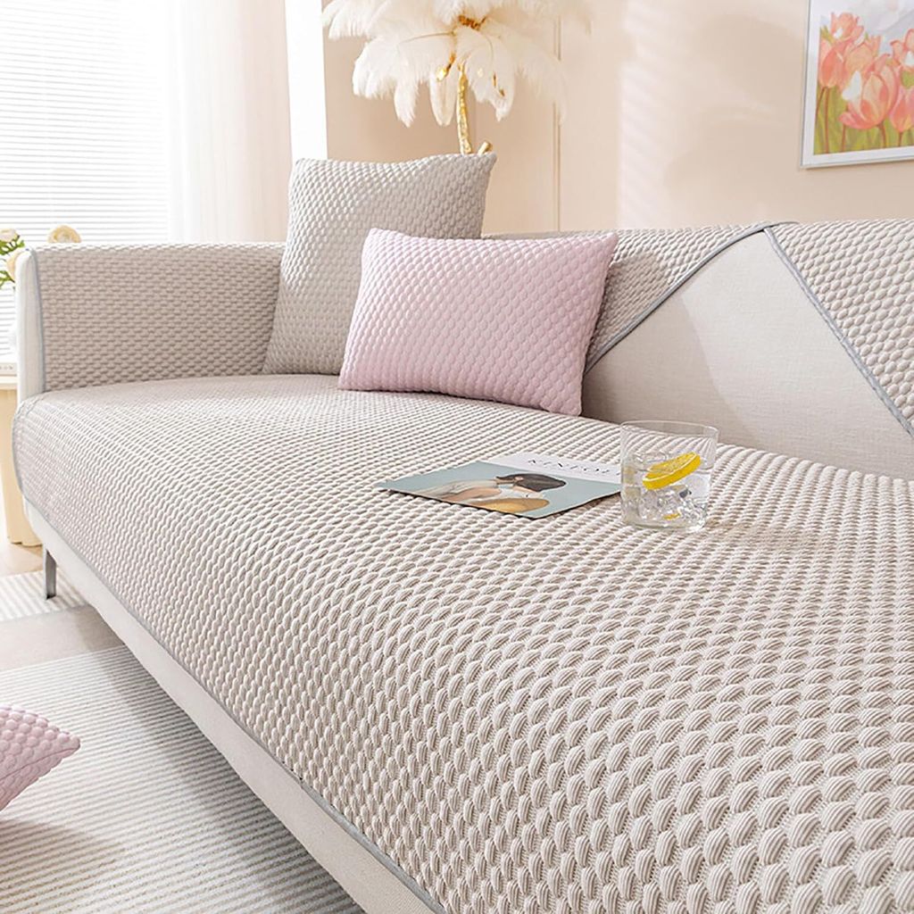 18° kaltes Gefühl Eis Seide Sofa Kissen, Anti-Rutsch-Bezug, Anti-Rutsch Kühlung Möbel Schutz, atmungsaktiv Klimaanlage Kissen 70×120cm.Curry