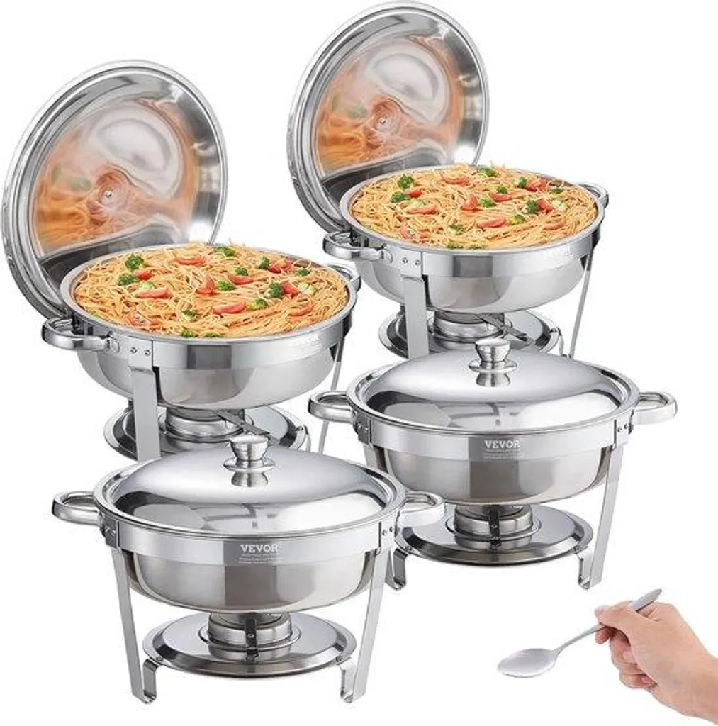 Ensemble de 4 réchauds de buffet 1,5L en acier inox avec plaque chauffante