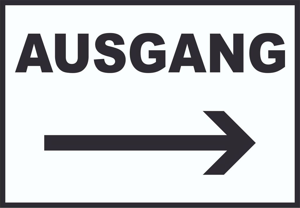 Ausgang rechts Schild A4 Rückseite selbstklebend