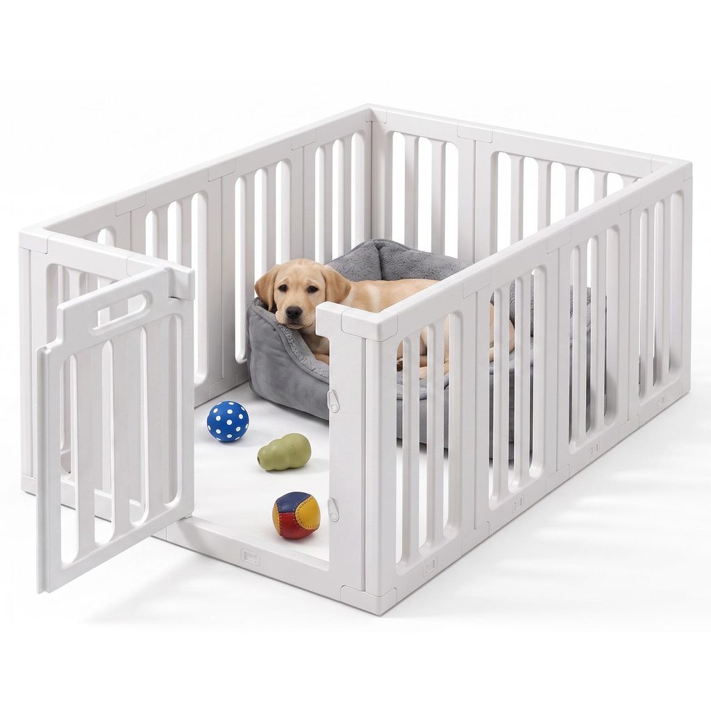 Enclos pour chiots, composé de 12 panneaux et d'une porte Image du produit 