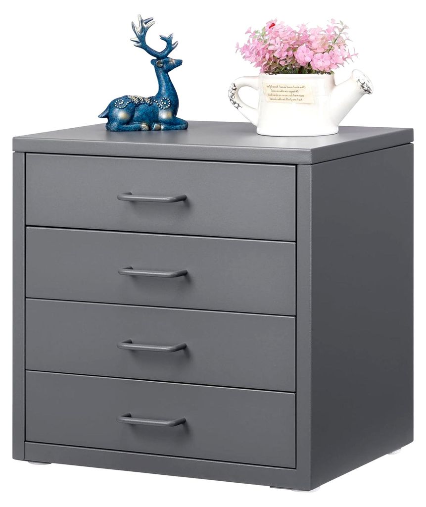 Aktenschrank mit 4 Schubladen, Organizer, vertikale Schränke für A4-Format, Metall-Aufbewahrungsschublade für das Home-Office, Selbstmontage, grau