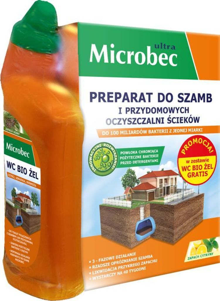 Preparat do szamb MICROBEC Ultra 1kg + żel do WCz Zdjęcie produktu 