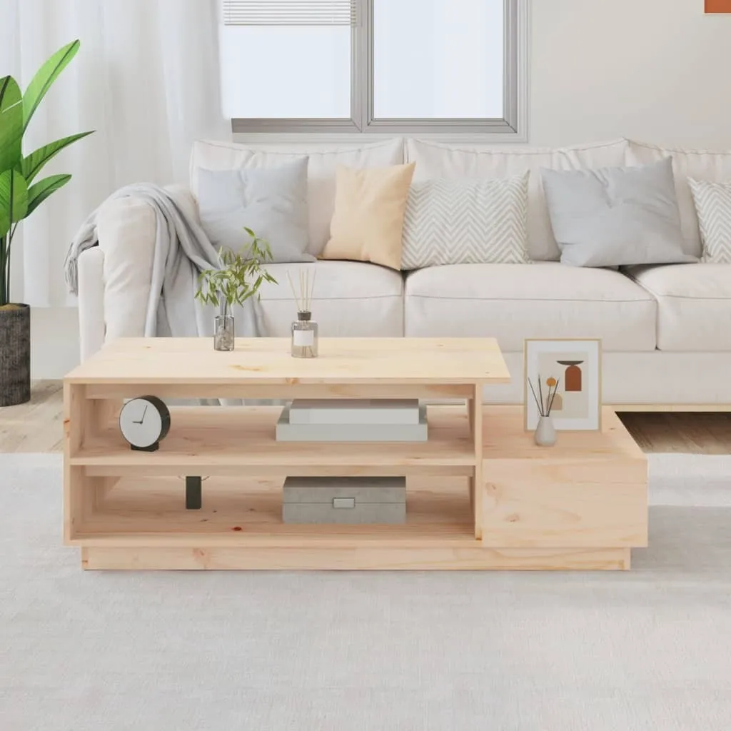 Tavolino Salotto 120x50x40,5 cm in Legno Massello di Pino Naturale