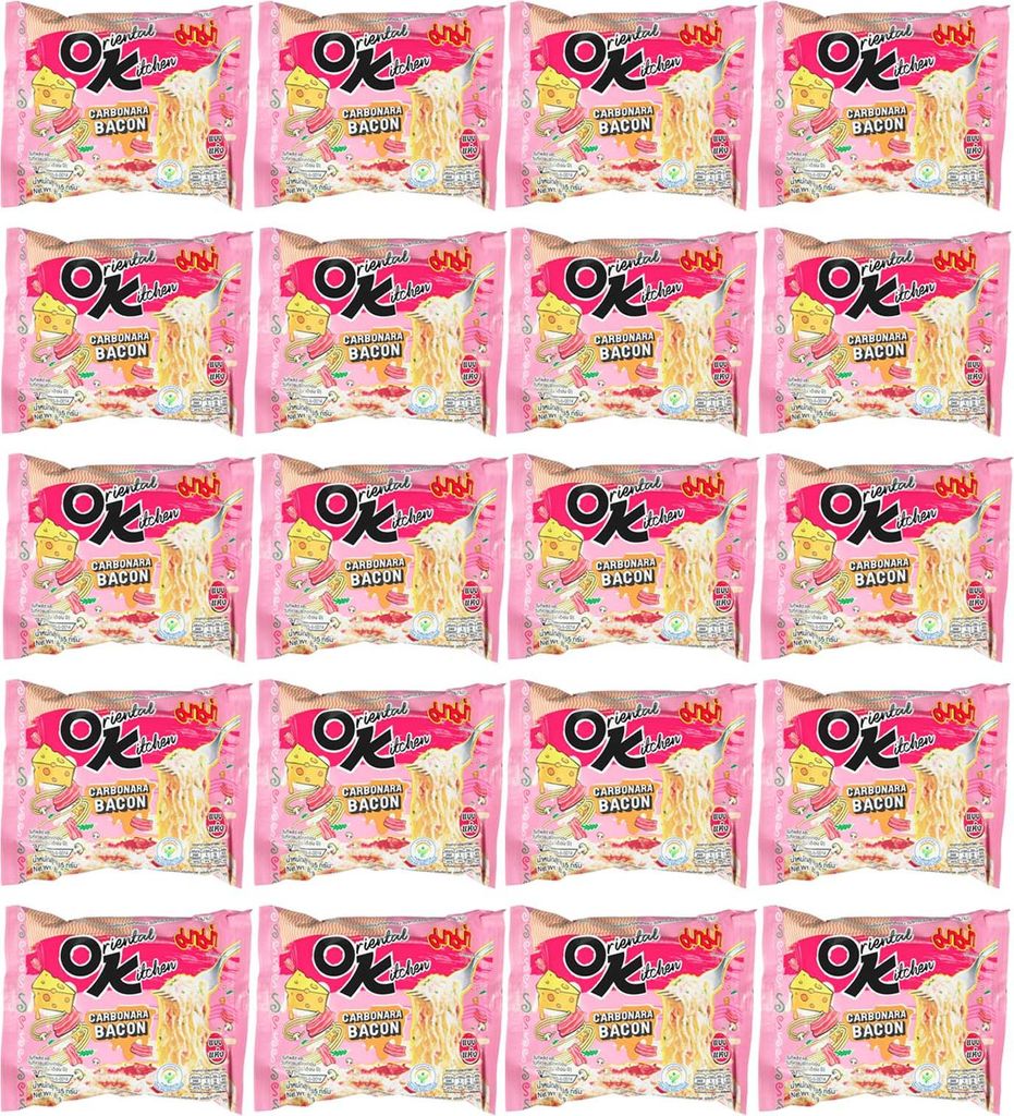 A grid of instant noodle packages.
