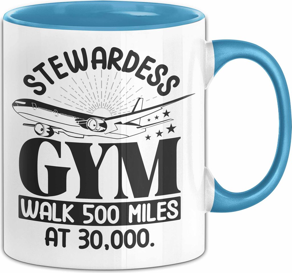 Stewardess Tasse Geschenk Flight Attendant Flugbegleiter Geschenkidee (Blau)