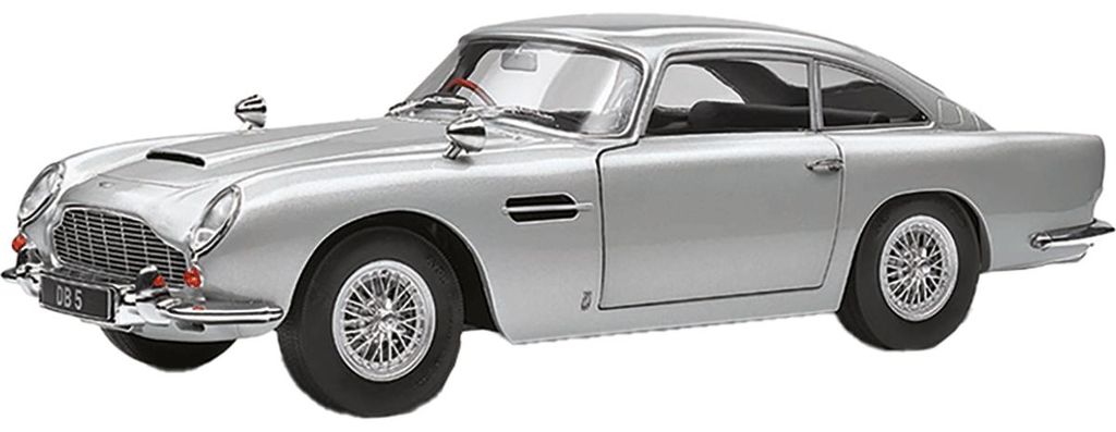 Modello in scala 1:18 di un'Aston Martin DB5 color argento Immagine del prodotto 