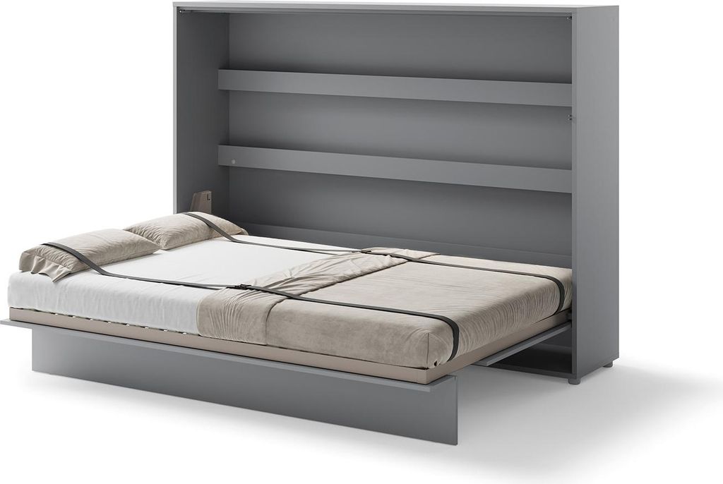 Schrankbett 140 x 200 Horizontal BC-04 Grau LENART BED CONCEPT Wandklappbett