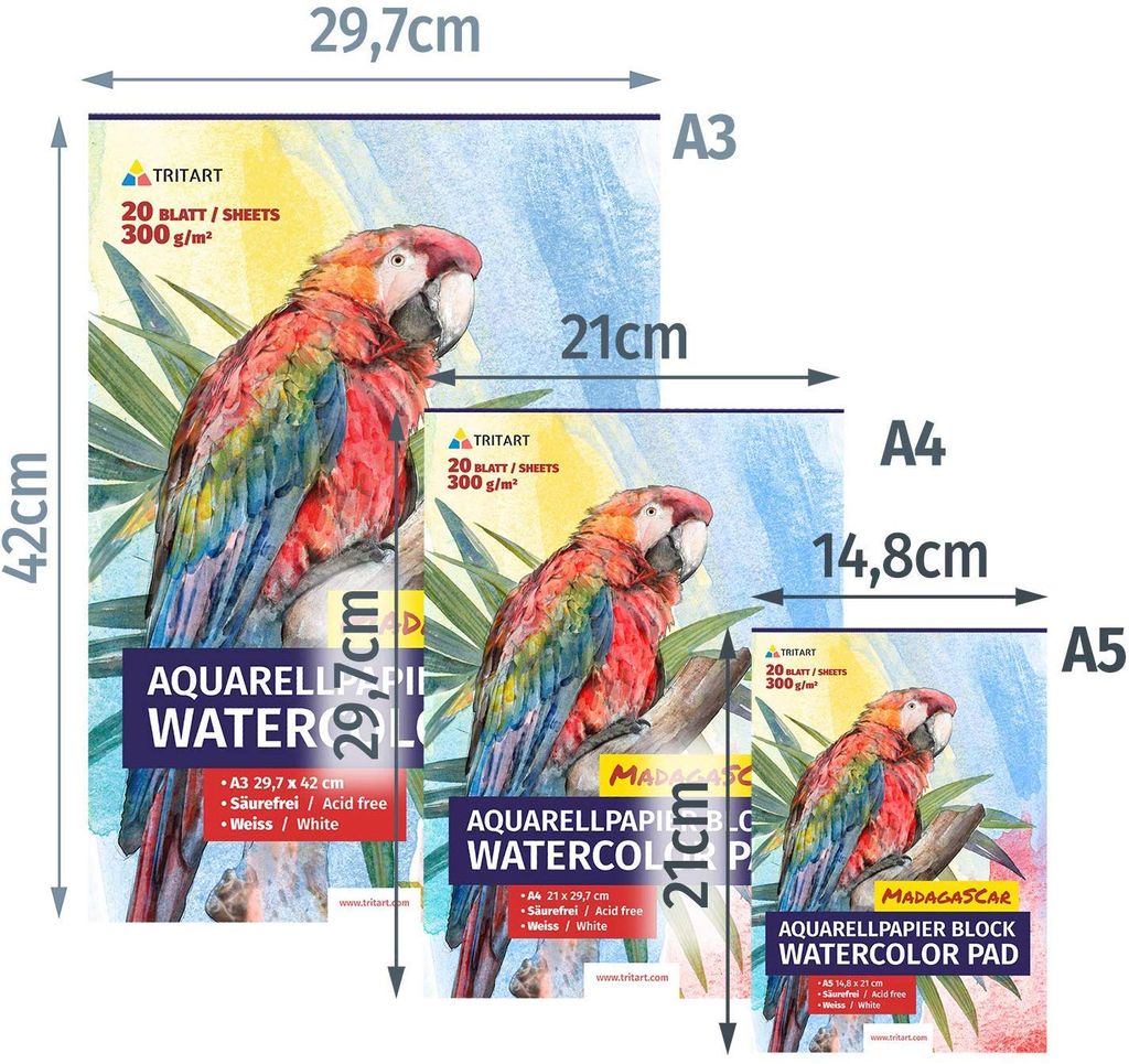 Derwent A3 Aquarellpapier-Block - 12 Blatt 300gsm Für Wasserfarben & Stifte