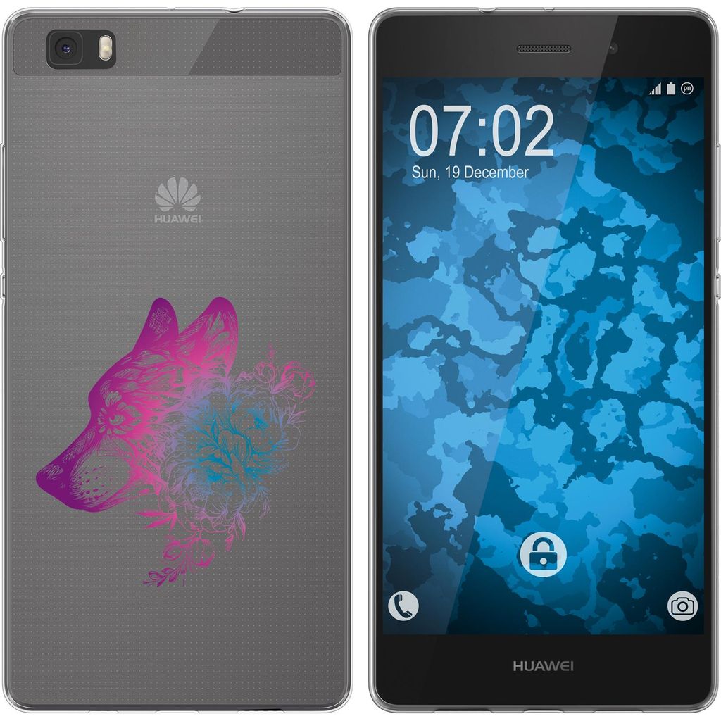 PhoneNatic Case kompatibel mit Huawei P8 Lite 2015 (1.Gen.) Silikon-Hülle Floral Wolf M3-6