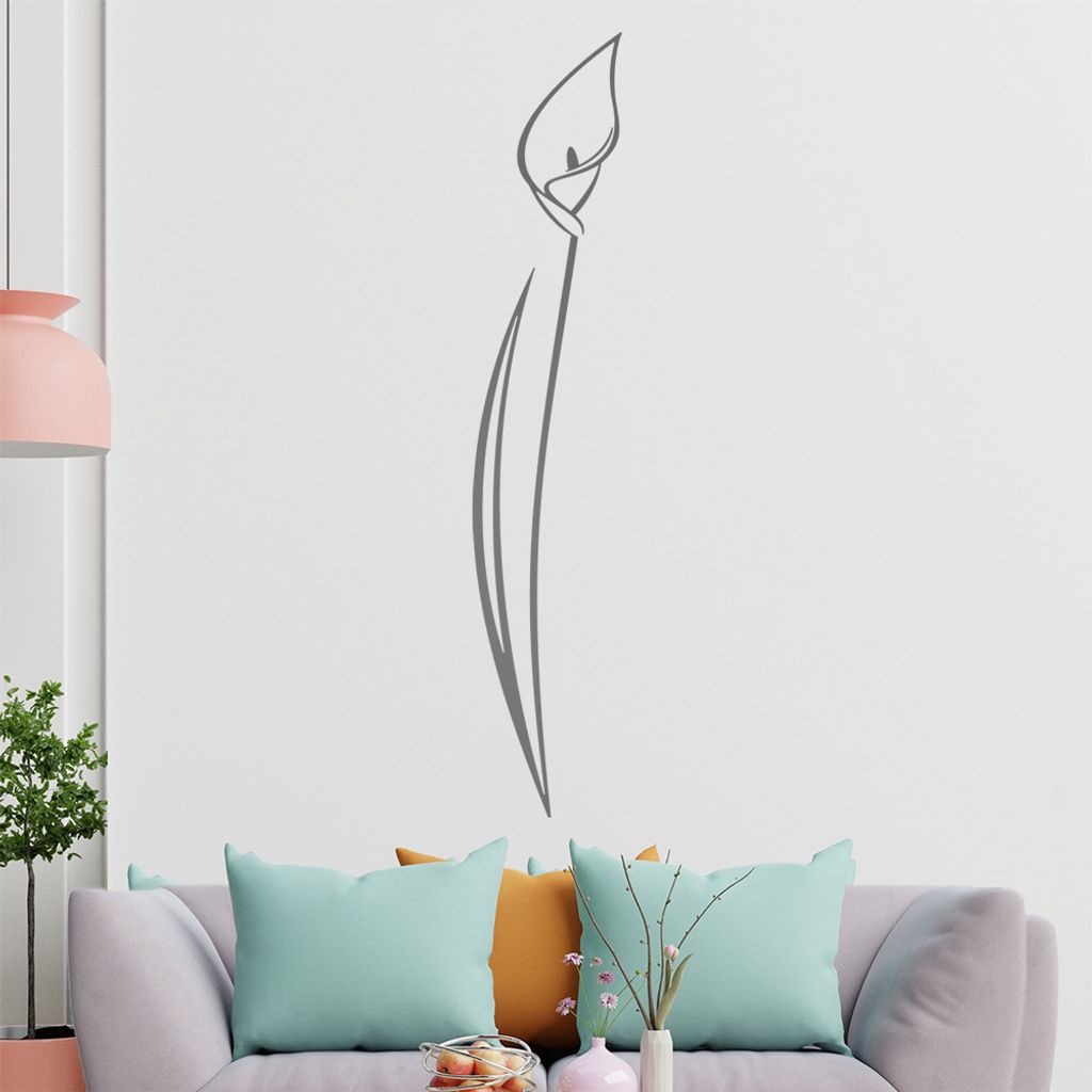 Lilie - Linien Wandtattoo in 6 Größen - Wandaufkleber Wall Sticker - Dekoration, Küche, Wohnzimmer, Schlafzimmer, Badezimmer