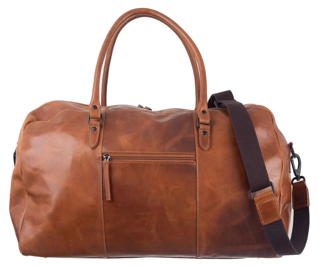 Sac de voyage cuir véritable Caramel - Finition Newport robuste et chic