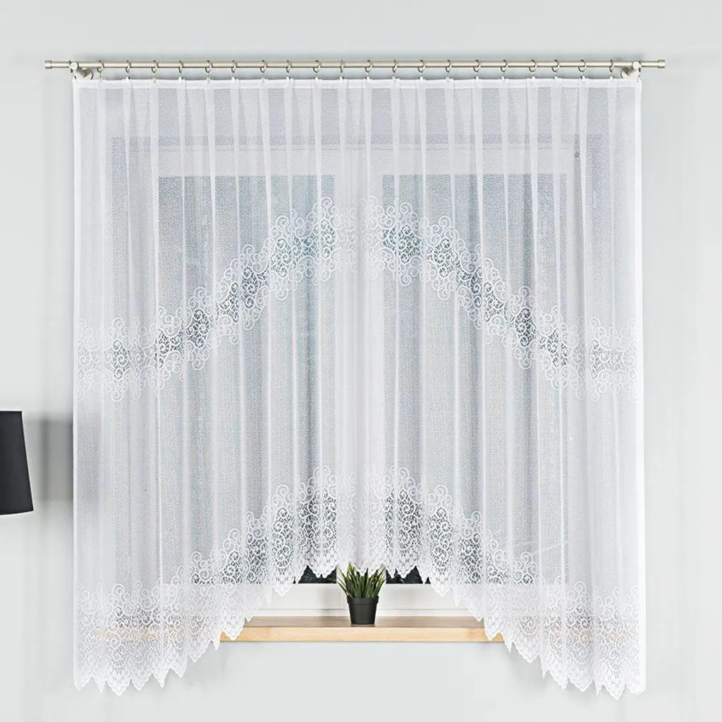 Voilage blanc arqué VIOLETTA pour fenêtre de salon 300x180 cm MyBestHome