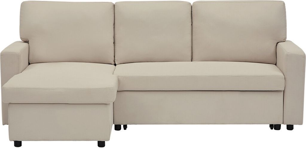 Best Möbel Meiya - 4-Sitzer-Wendeecksofa Schlaffunktion und Bettkasten aus Stoff , Beige